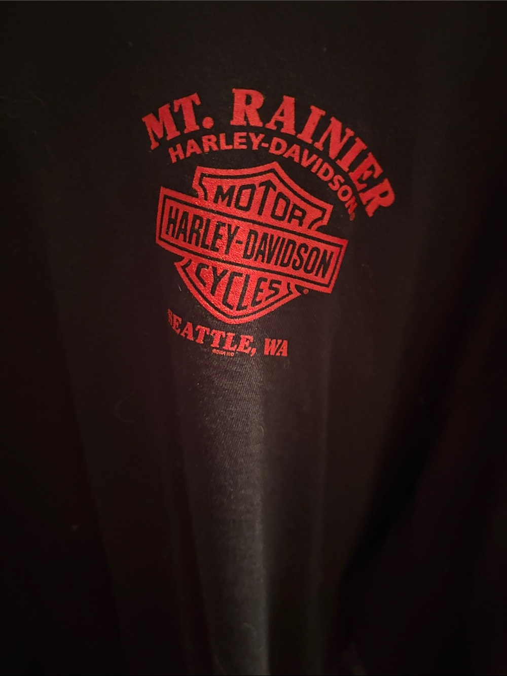 Harley-Davidson Black Long Sleeve Tee with Red Bike & Mt. Rainier Graphic small - Picture 2 of 4